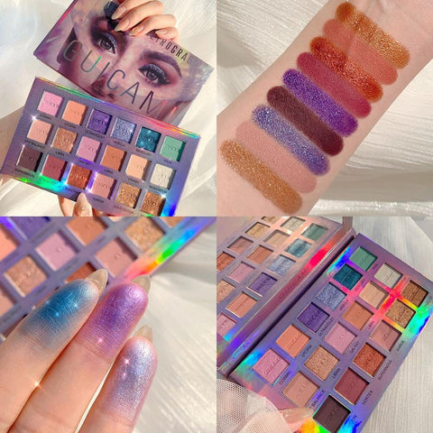 GUICAMI 18Color Nude Shining Eyeshadow Palette Makeup Glitter Pigmented Smoky Smooth Eye Shadow Waterproof Lasting Cosmetics Kit