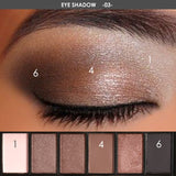 FOCALLURE 6 Colors Eyeshadow Palette Glamorous Smokey Color Eye Shadow Shimmer Glitter Smooth Creamy Powder Makeup Eye Shadow
