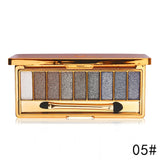 Sombra de olho profissional pallete maquiagem 9 cores diamante brilho brilhante brilhante sombra de olho compõem paleta à prova dwaterproof água com escova