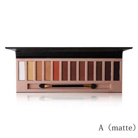 Marque 12 couleurs miroitant mat fard à paupières nu Palette de maquillage pigmenté longue durée ombre à paupières naturel yeux cosmétiques avec brosse