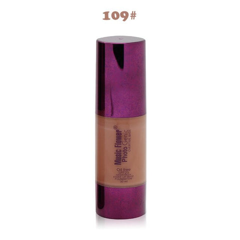 Brand Women Pro 6 Colors Nude Makeup Face Foundation Liquid Cover Concealer Moisturizing Facial Base Cream Form Music Flowers